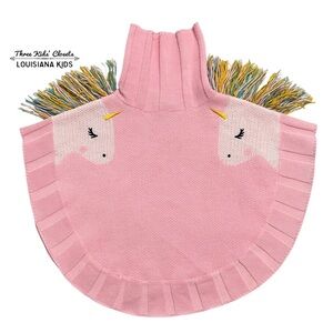 Cartwheels by Charlie Paige 2T-3T Pink Unicorn Poncho Sweater